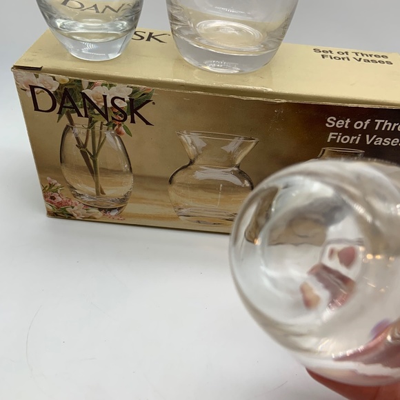 Dansk Fiori Flower Vases Small Clear Glass Vases Set of Three - Picture 9 of 10